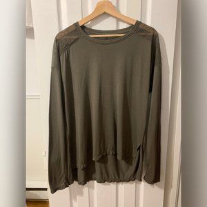 BCBGMaxAzria Khaki Green Long Sleeve Blouse